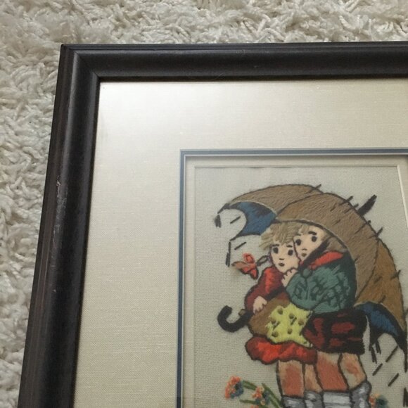 Handmade Children In the Rain Himmel Needlework Professionally Framed - Picture 7 of 12